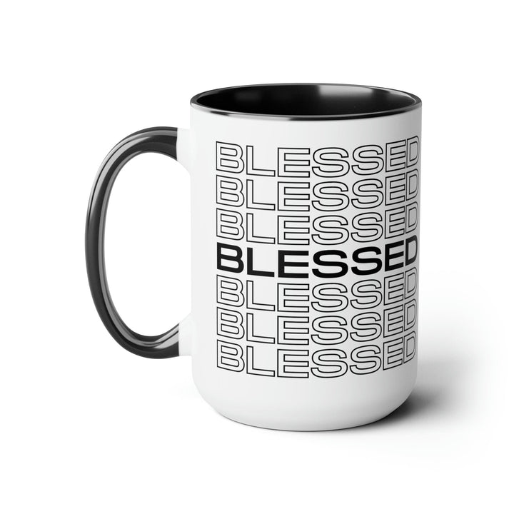 Accent Ceramic Mug 15oz Stacked Blessed Print - Inspirational Affirmation