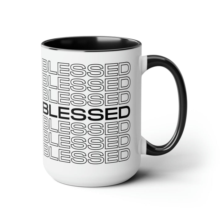 Accent Ceramic Mug 15oz Stacked Blessed Print - Inspirational Affirmation