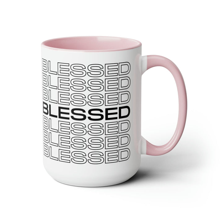 Accent Ceramic Mug 15oz Stacked Blessed Print - Inspirational Affirmation