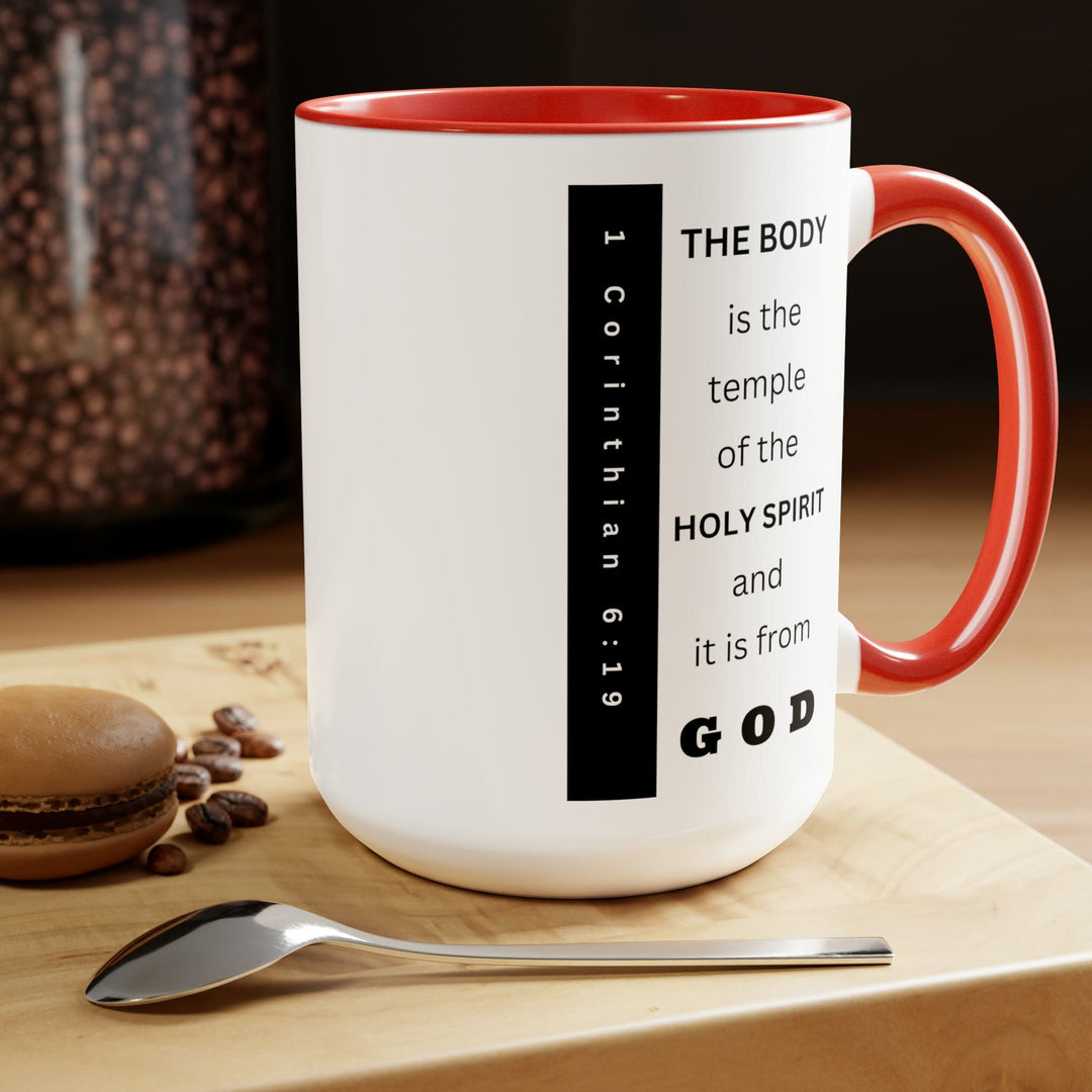 Accent Ceramic Mug 15oz the Body is the Temple of the Holy Spirit - Scripture