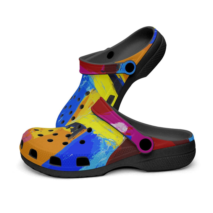 Adult Clog Shoes - Multicolor Abstract Illustration Size 40 - Deals/Shoes