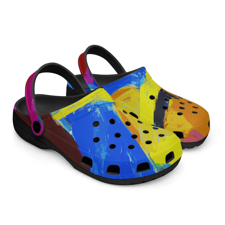 Adult Clog Shoes - Multicolor Abstract Illustration Size 40 - Deals/Shoes