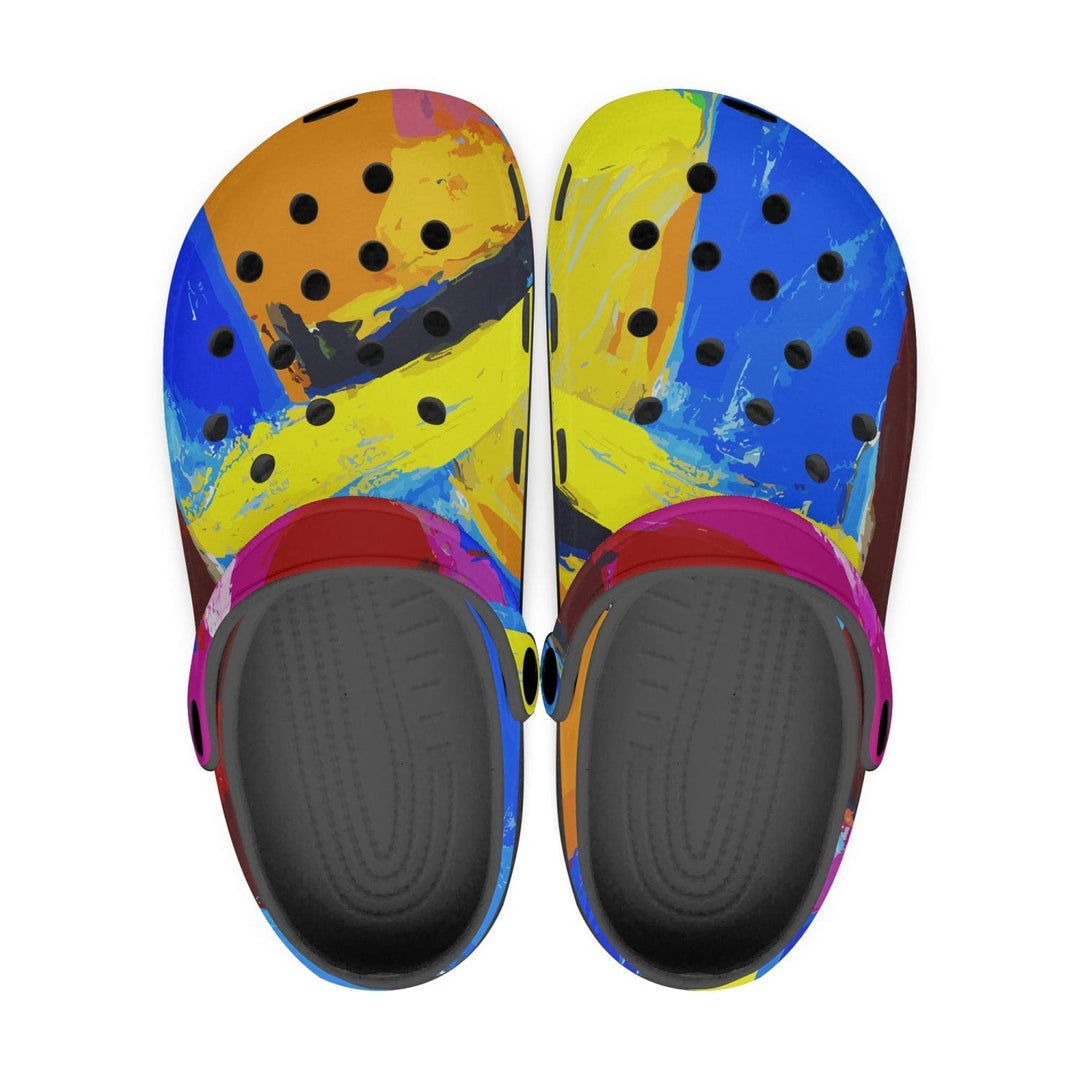 Adult Clog Shoes - Multicolor Abstract Illustration Size 40 - Deals/Shoes