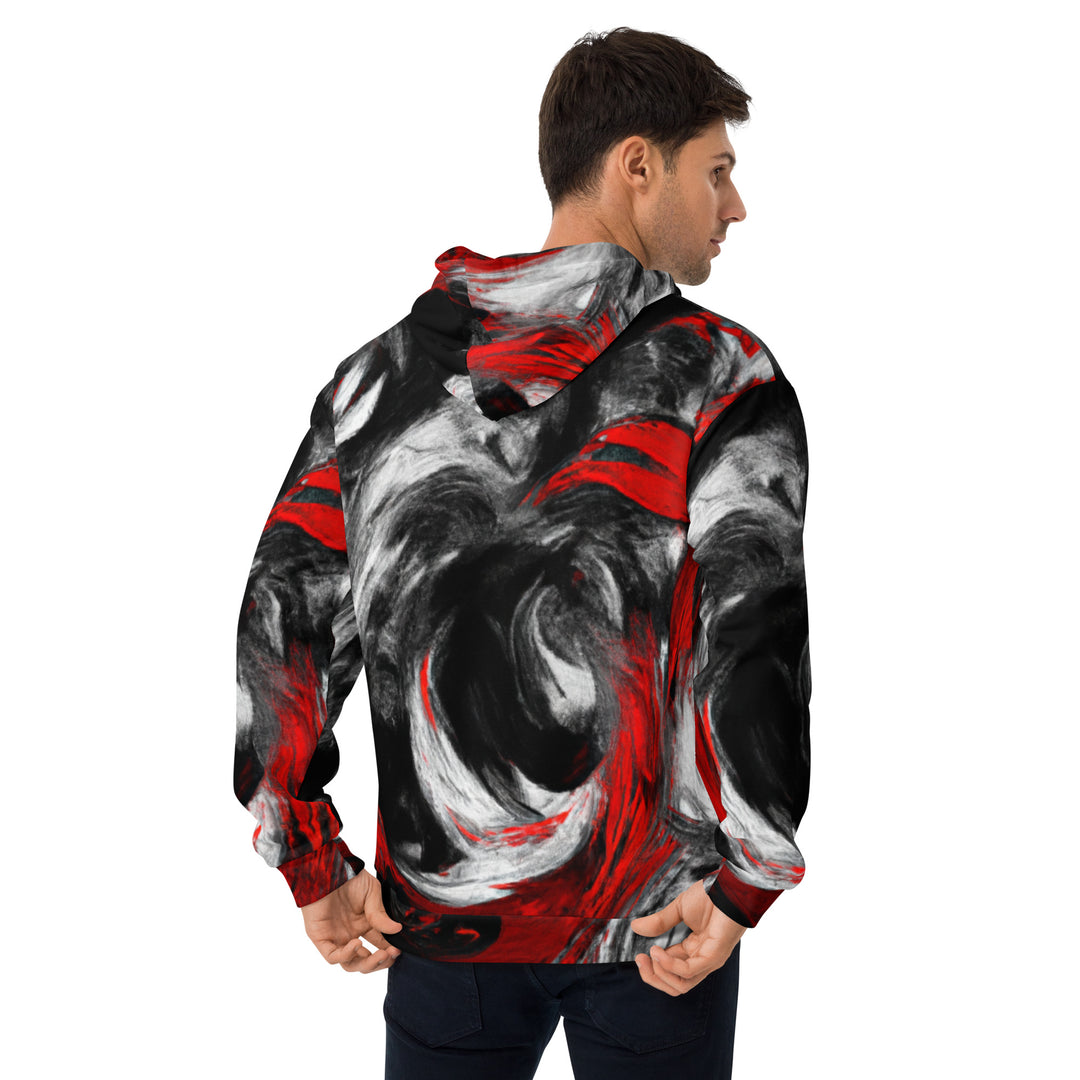Mens Graphic Hoodie Decorative Black Red White Abstract Seamless