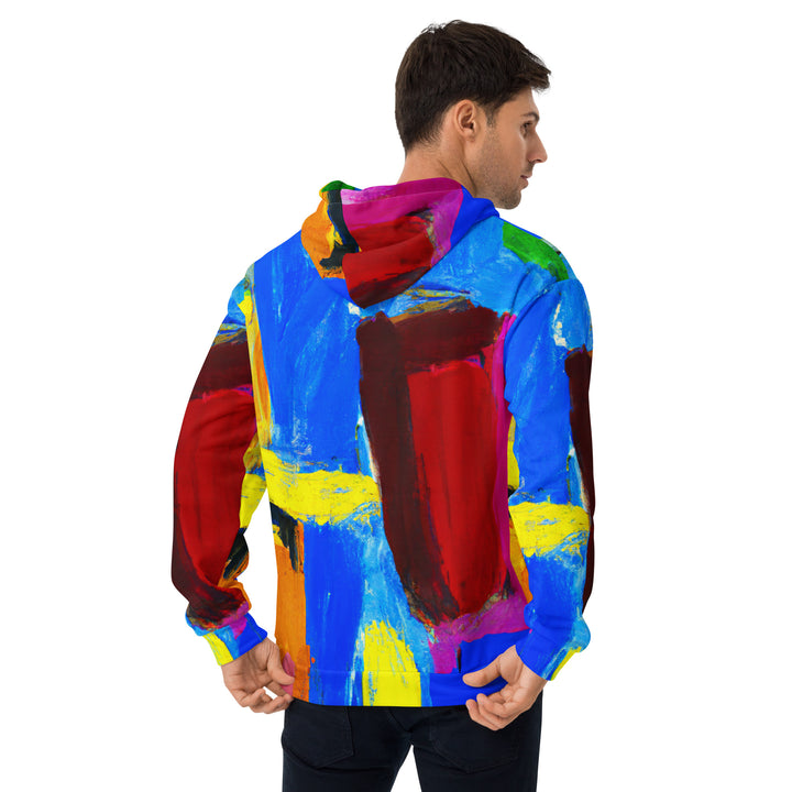 Mens Graphic Hoodie Blue Red Abstract Pattern