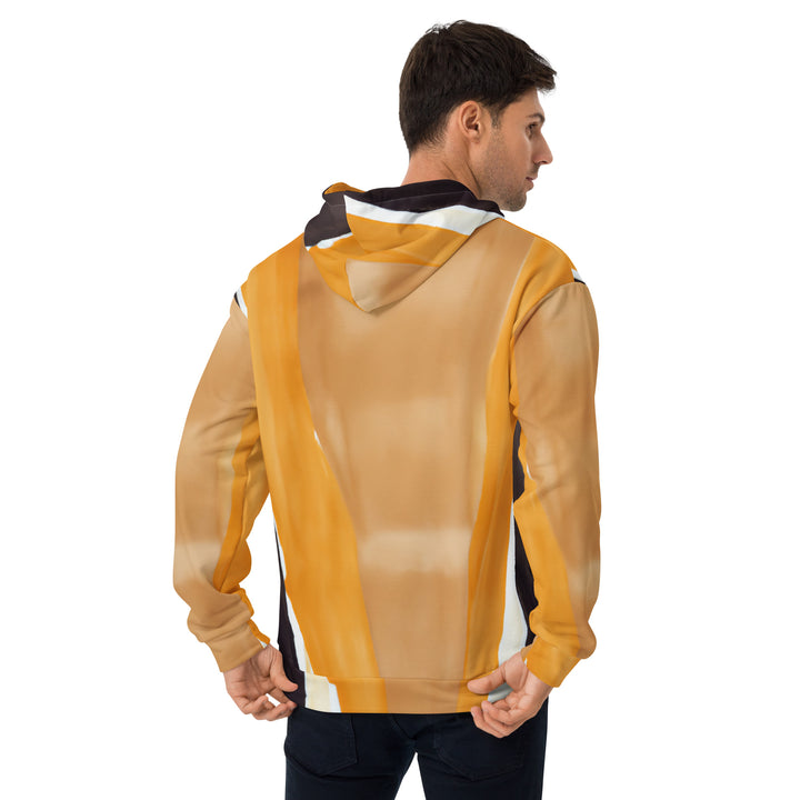 Mens Graphic Hoodie Yellow Brown Abstract Pattern