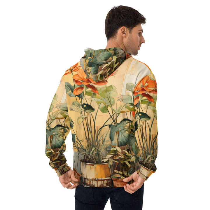 Mens Graphic Hoodie Earthy Rustic Potted Plants Print