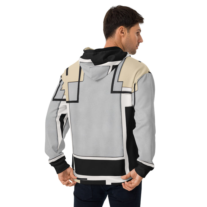 Mens Graphic Hoodie Black Grey Abstract Pattern