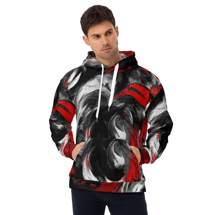 Mens Graphic Hoodie Decorative Black Red White Abstract Seamless