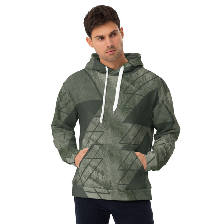 Mens Graphic Hoodie Olive Green Triangular Colorblock