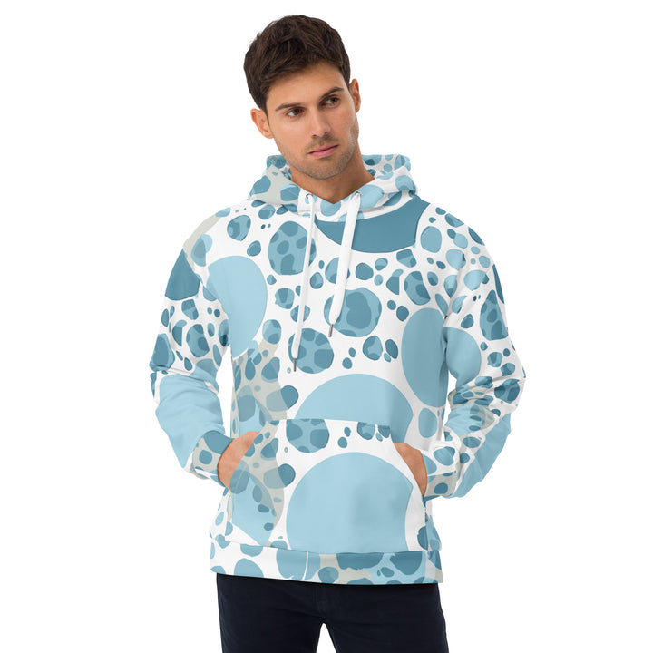 Mens Graphic Hoodie Blue And White Circular Spotted Illustration