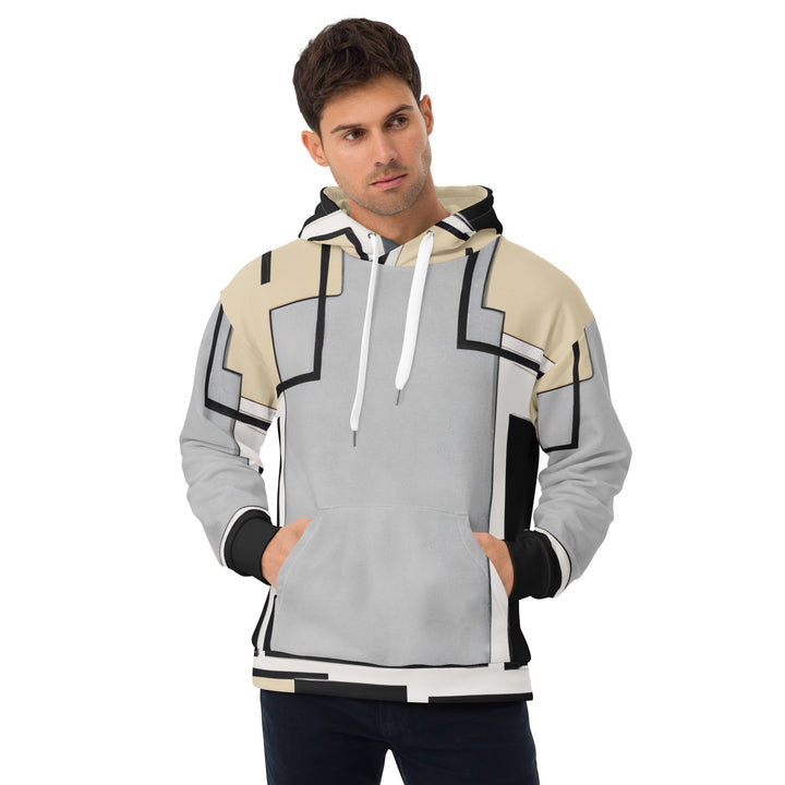 Mens Graphic Hoodie Black Grey Abstract Pattern