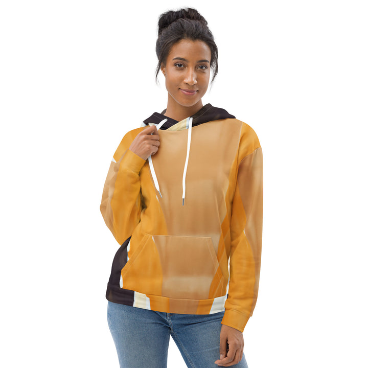 Womens Graphic Hoodie Yellow Brown Abstract Pattern