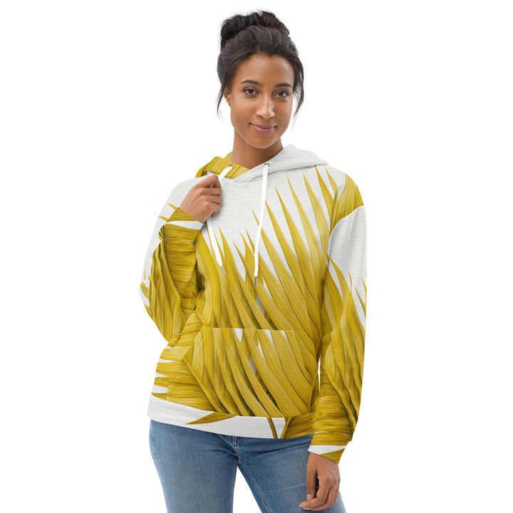 Womens Graphic Hoodie Yellow Palm Leaves