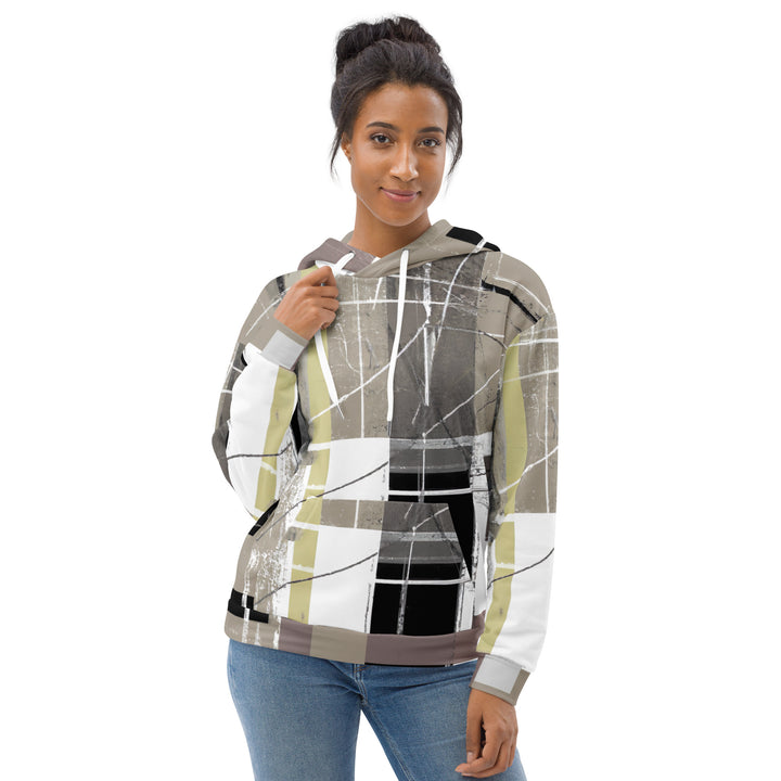 Womens Graphic Hoodie Abstract Brown Geometric Shapes
