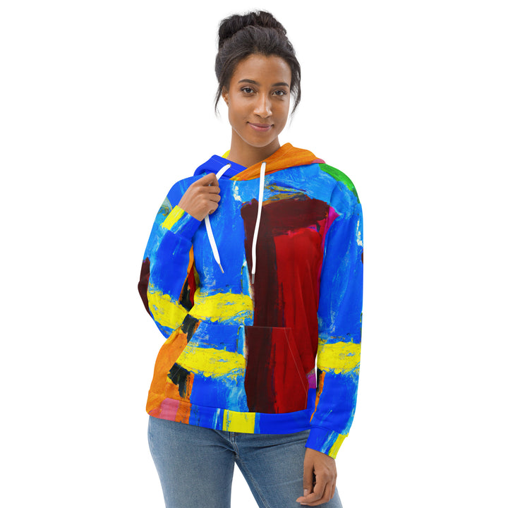 Womens Graphic Hoodie Blue Red Abstract Pattern