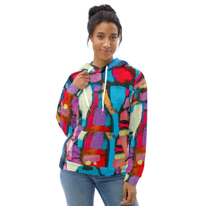 Womens Graphic Hoodie Sutileza Red Multicolor Abstract Print