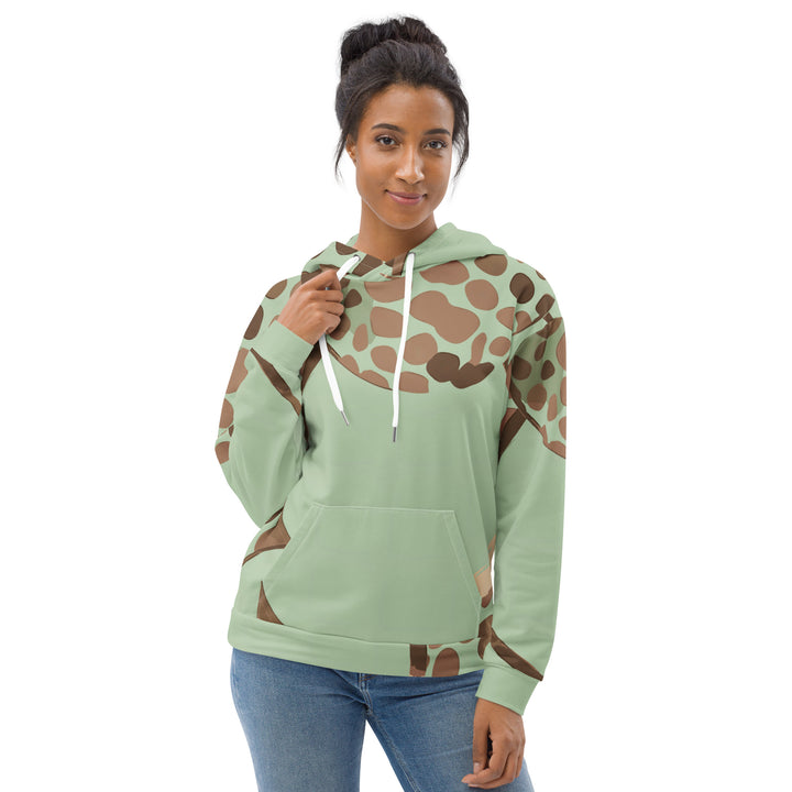 Womens Graphic Hoodie Green Beige Spotted Print