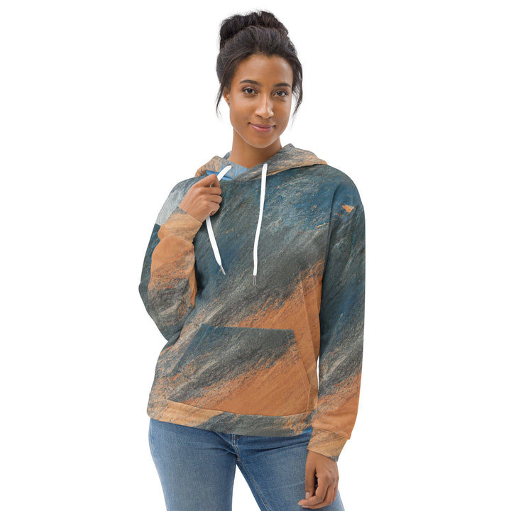 Womens Graphic Hoodie Blue Orange Abstract Pattern