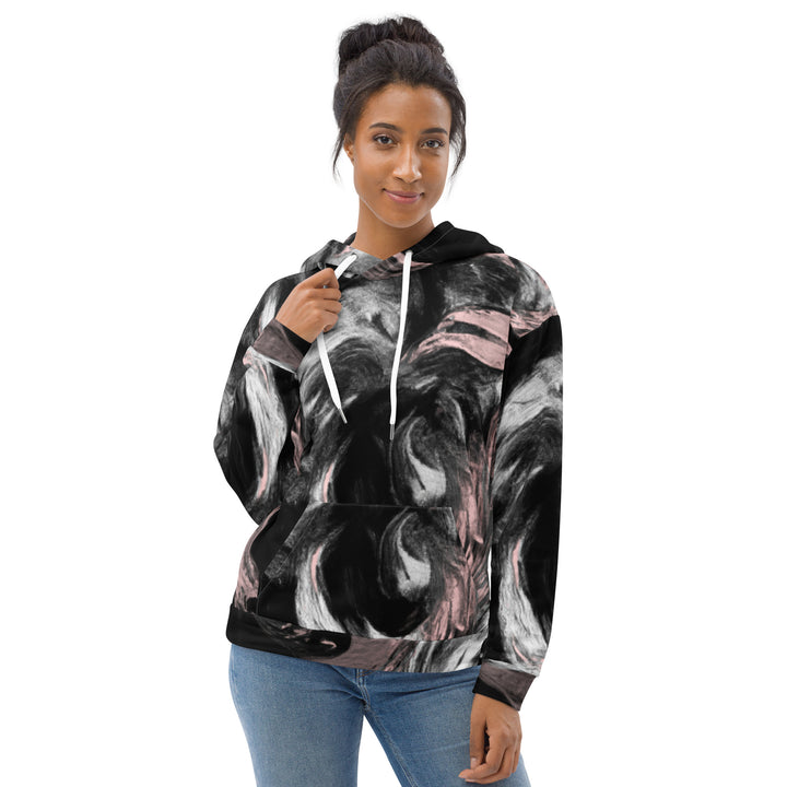 Womens Graphic Hoodie Black Pink White Abstract Pattern