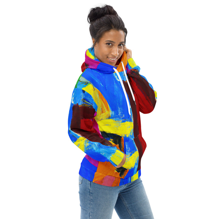 Womens Graphic Hoodie Blue Red Abstract Pattern