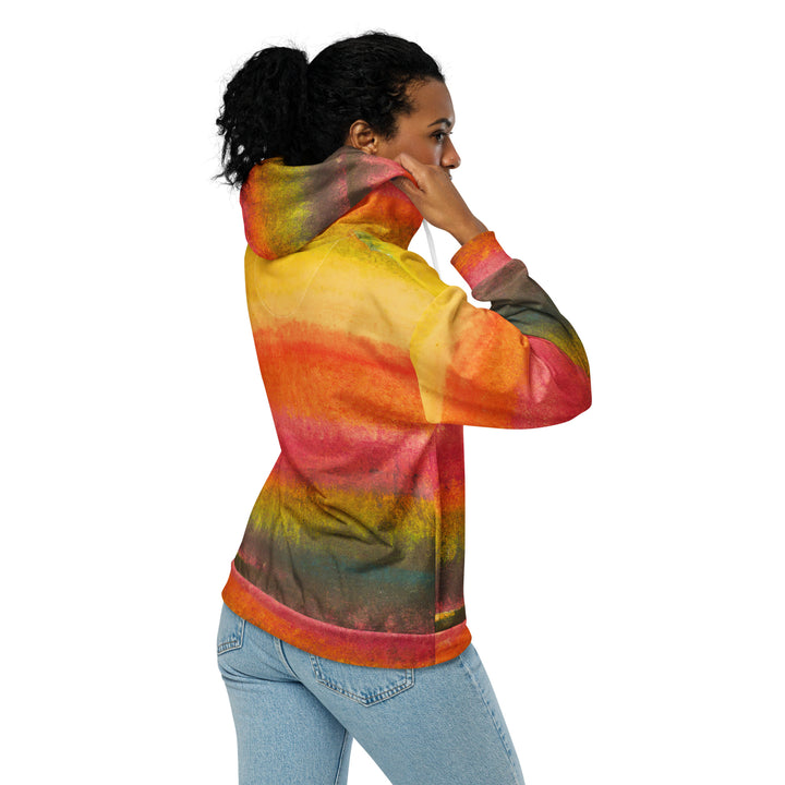 Womens Graphic Zip Hoodie Autumn Fall Watercolor Abstract Print