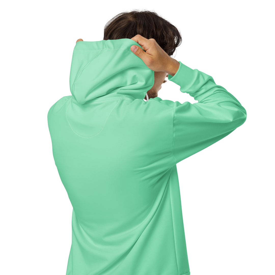 Mens Full Zip Graphic Hoodie, Seafoam Green