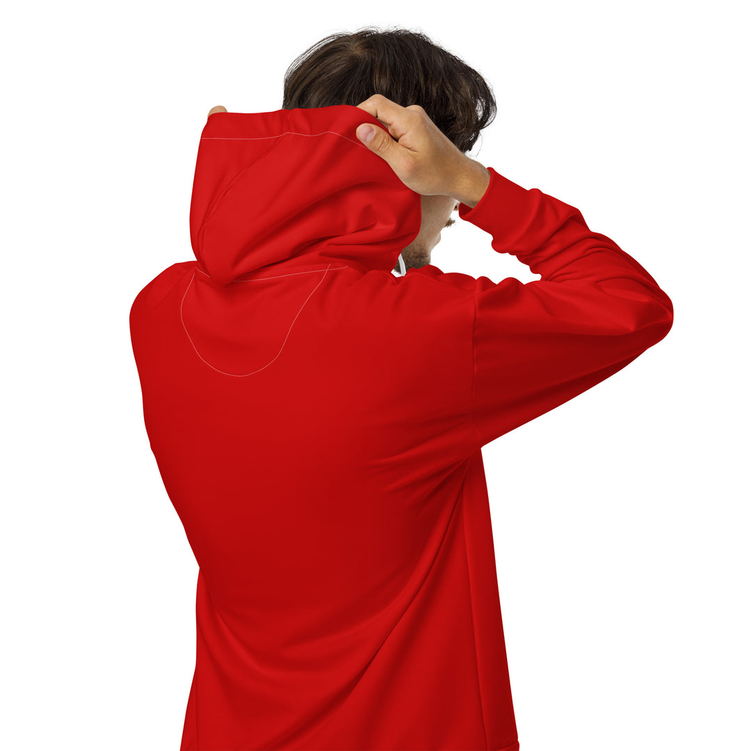 Mens Full Zip Graphic Hoodie, Red