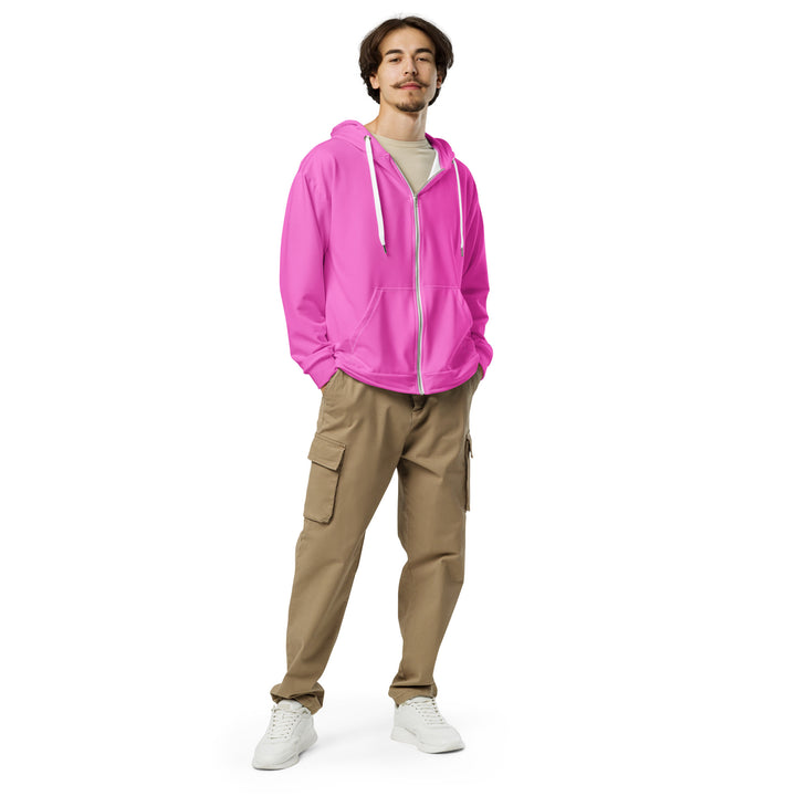 Mens Full Zip Graphic Hoodie, Pink