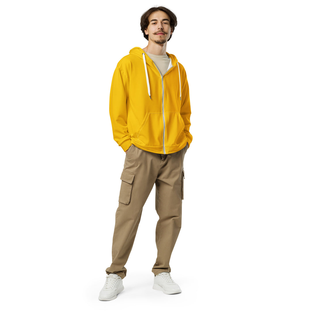 Mens Full Zip Graphic Hoodie, Golden Yellow