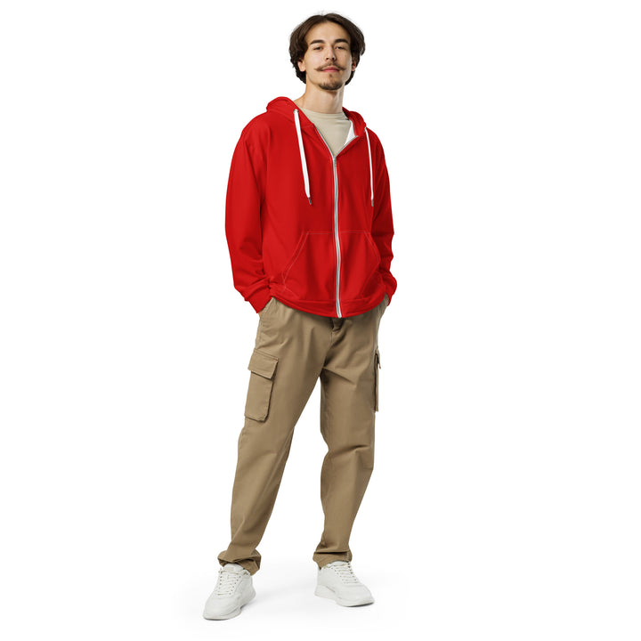 Mens Full Zip Graphic Hoodie, Red