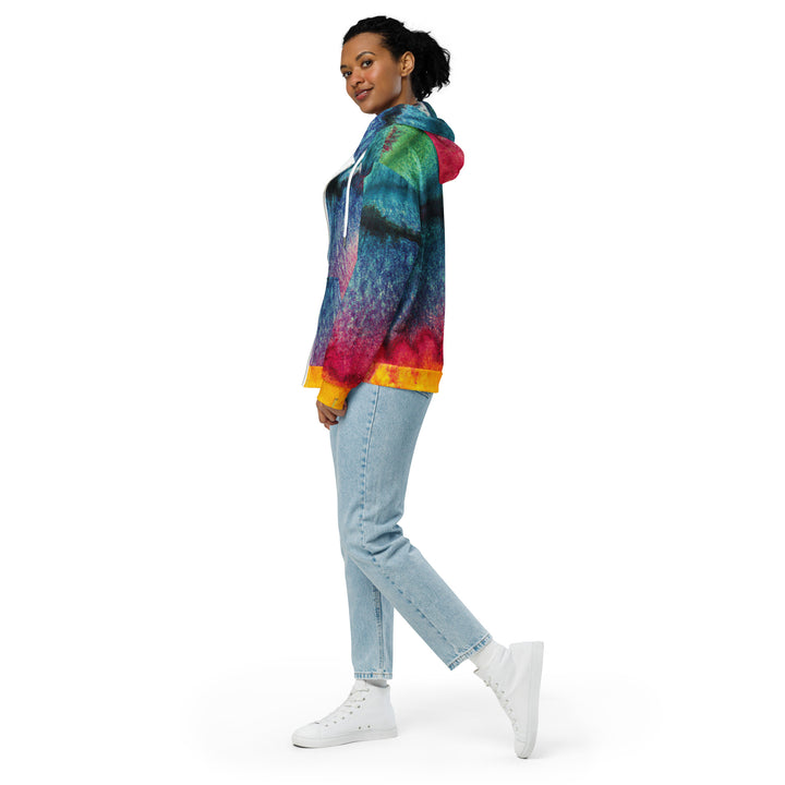 Womens Graphic Zip Hoodie Multicolor Abstract Pattern