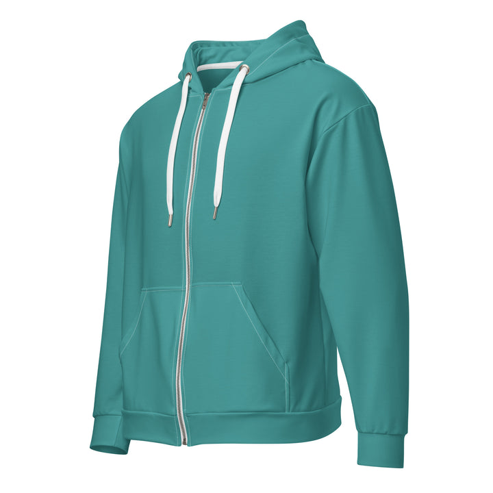 Mens Full Zip Graphic Hoodie, Teal Green