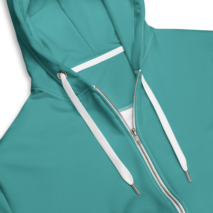 Mens Full Zip Graphic Hoodie, Teal Green