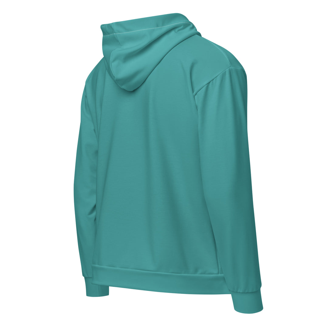 Mens Full Zip Graphic Hoodie, Teal Green