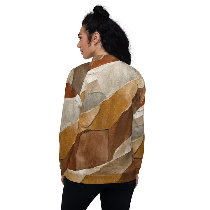 Womens Bomber Jacket, Abstract Stone Pattern 6672 2