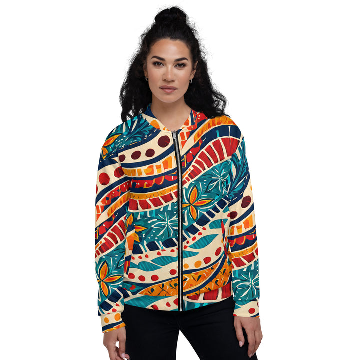Womens Bomber Jacket, Abstract Vibrant Multicolor Pattern 61374 2