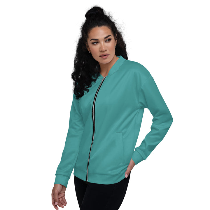 Womens Bomber Jacket, Teal Green 2