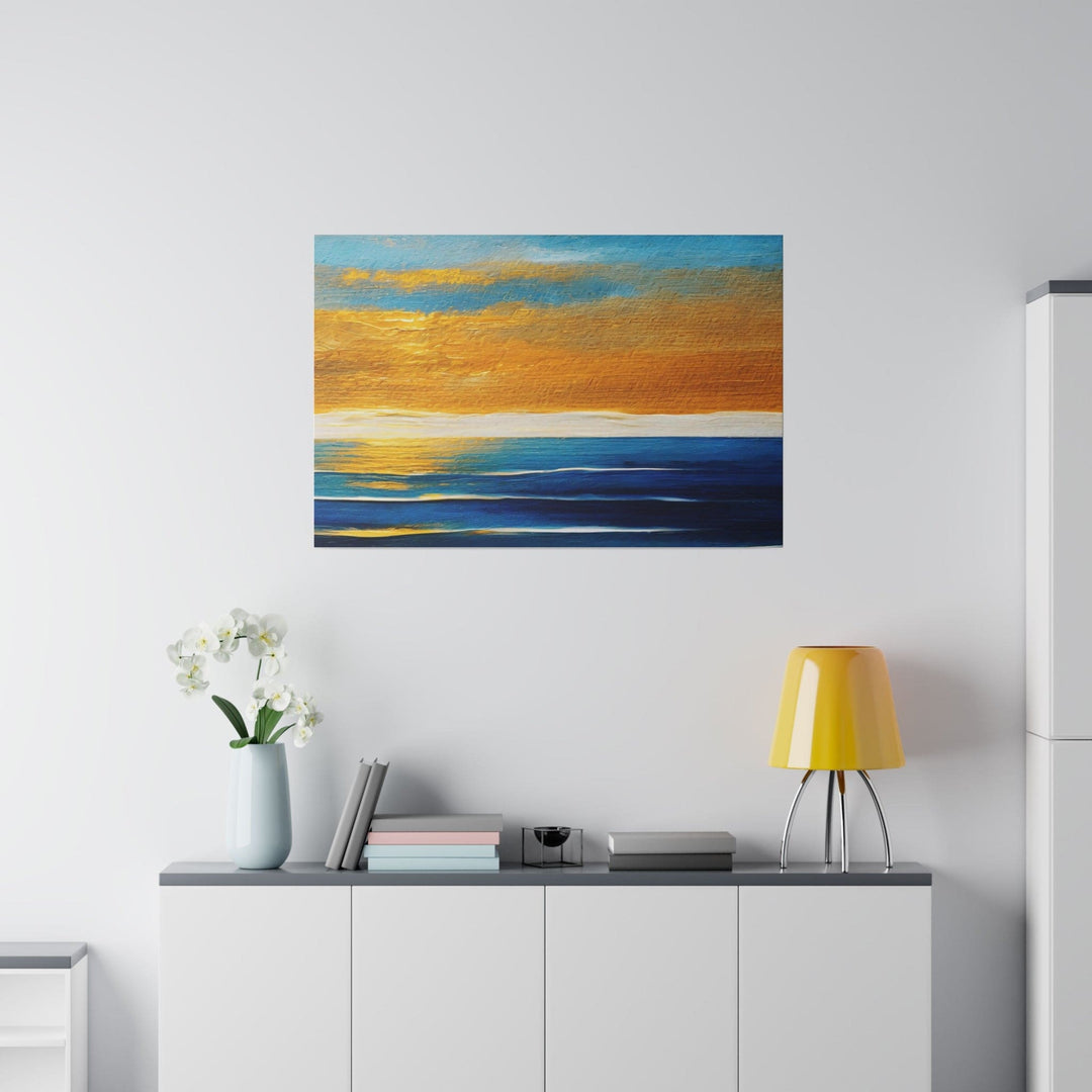 Wall Decor Giclee Fine Art Print Blue Ocean Golden Sunset Print - Decorative