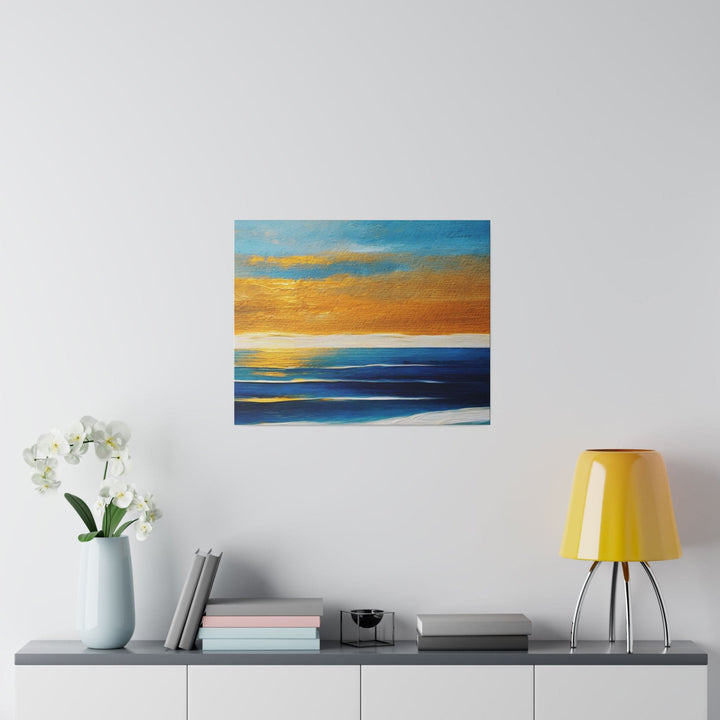 Wall Decor Giclee Fine Art Print Blue Ocean Golden Sunset Print - Decorative