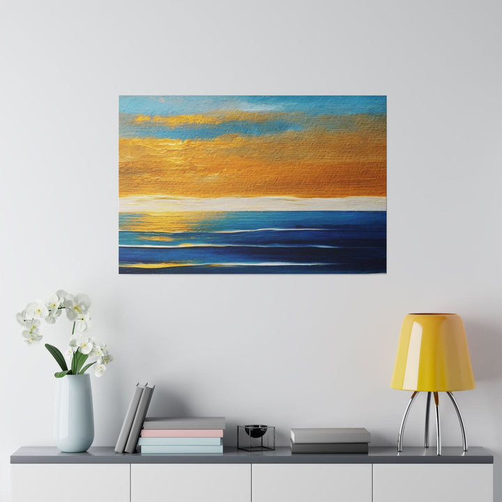 Wall Decor Giclee Fine Art Print Blue Ocean Golden Sunset Print - Decorative