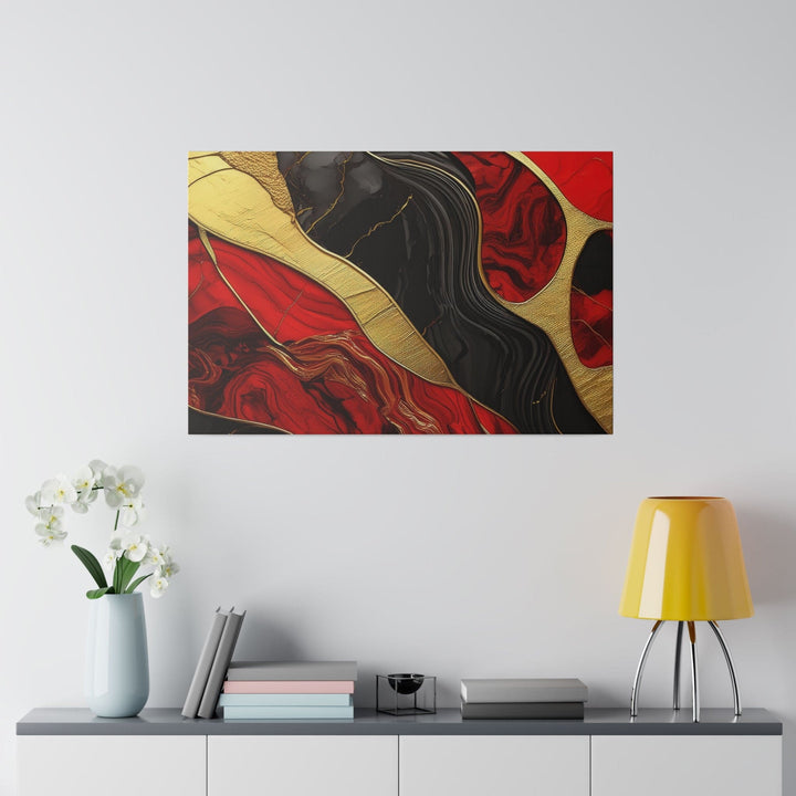 Wall Decor - Giclee Poster Art Print Brick Red Pattern Black and Gold Marble