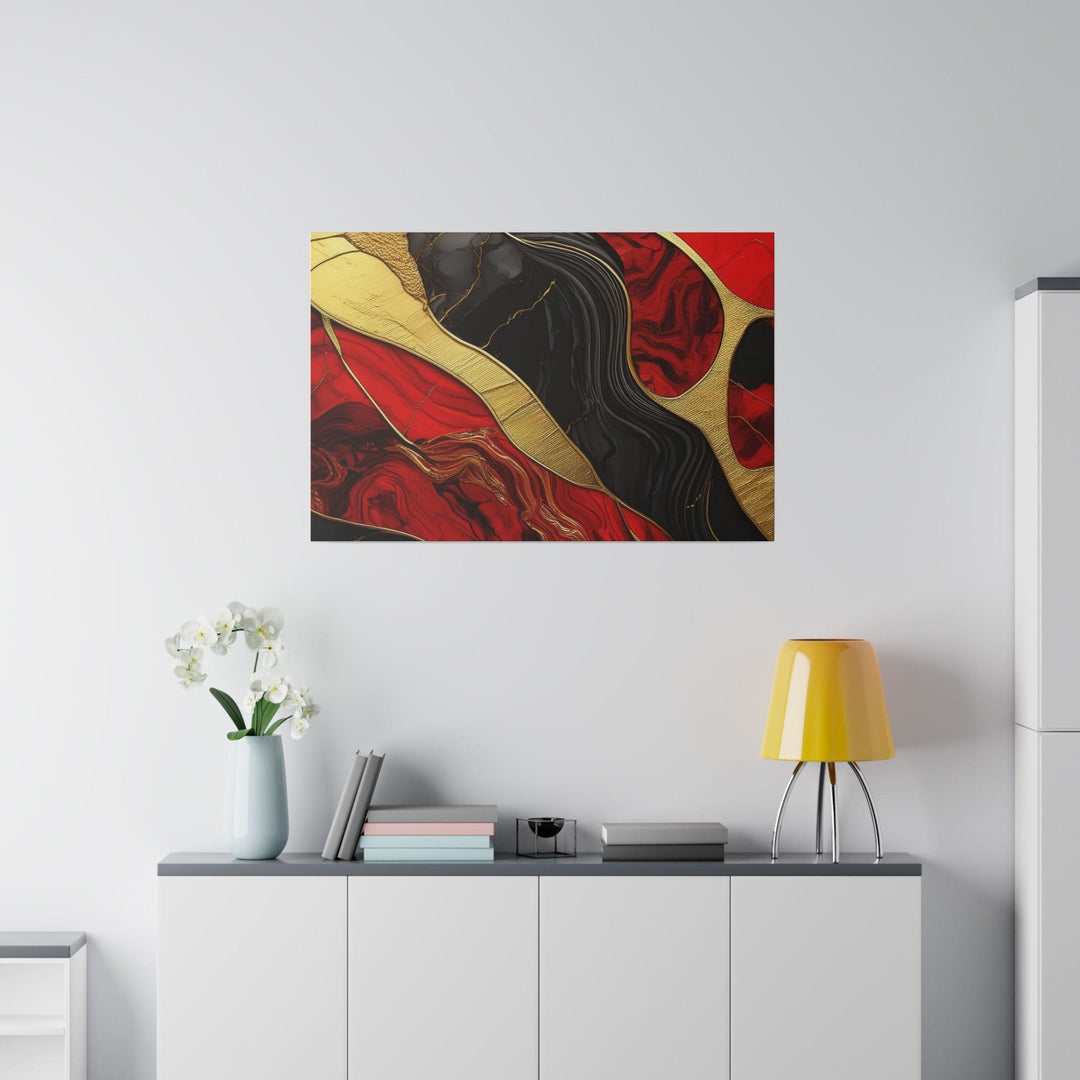 Wall Decor - Giclee Poster Art Print Brick Red Pattern Black and Gold Marble