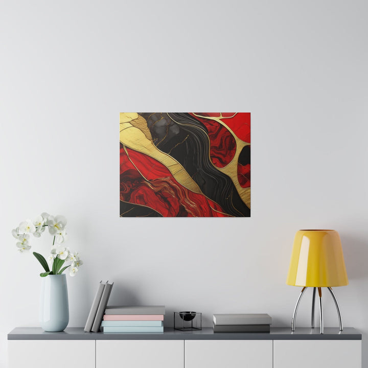 Wall Decor - Giclee Poster Art Print Brick Red Pattern Black and Gold Marble