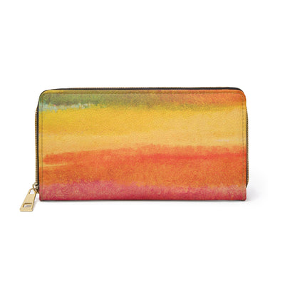 Autumn Fall Watercolor Abstract Print Womens Zipper Wallet Clutch Purse - Bags