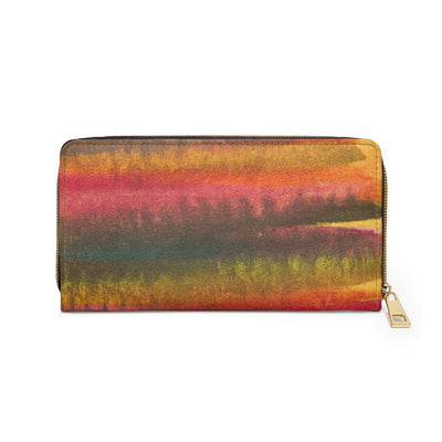 Autumn Fall Watercolor Abstract Print Womens Zipper Wallet Clutch Purse - Bags