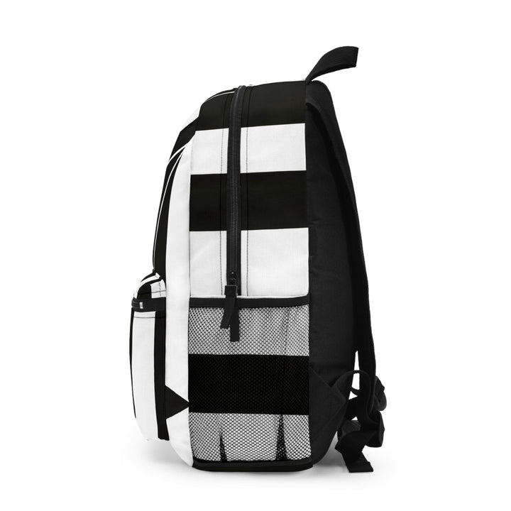 Backpack - Large Water-resistant Bag Black and White Geometric Pattern - Bags