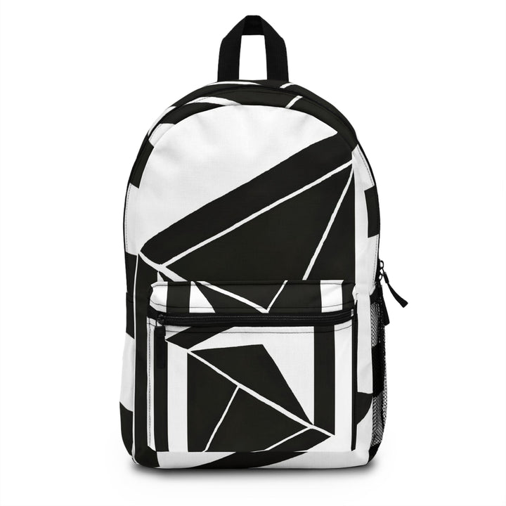 Backpack - Large Water-resistant Bag Black and White Geometric Pattern - Bags