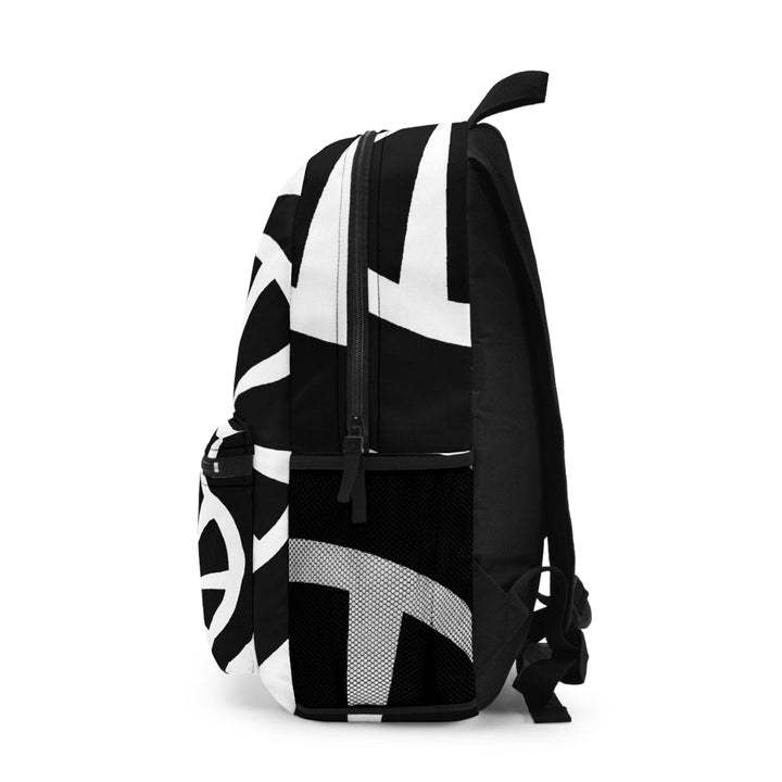 Backpack - Large Water-resistant Bag Black and White Geometric Pattern - Bags