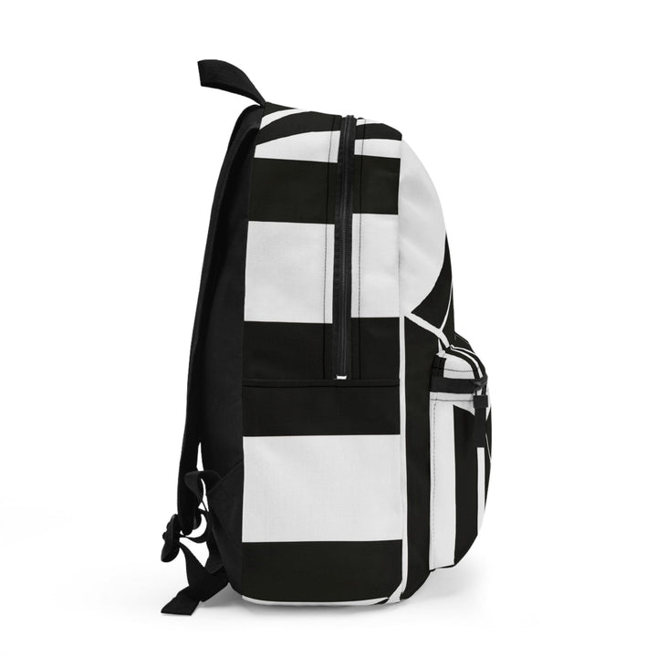 Backpack - Large Water-resistant Bag Black and White Geometric Pattern - Bags